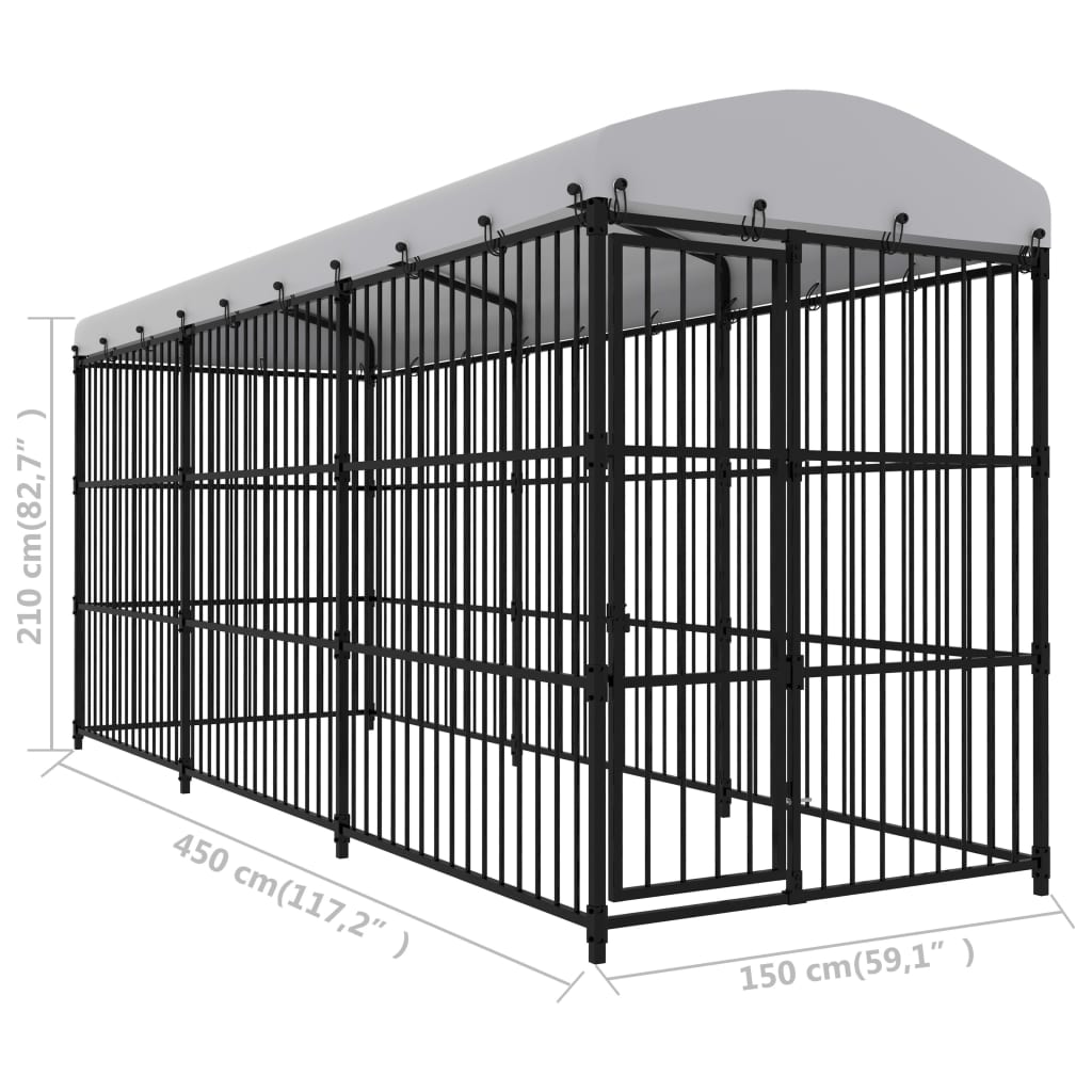 vidaXL Κλουβί Σκύλου Εξωτερικού Χώρου 450x150x210 εκ. με Στέγαστρο