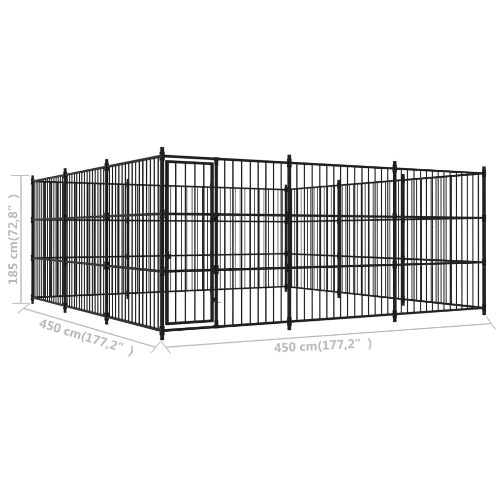 vidaXL Κλουβί Σκύλου Εξωτερικού Χώρου 450 x 450 x 185 εκ.