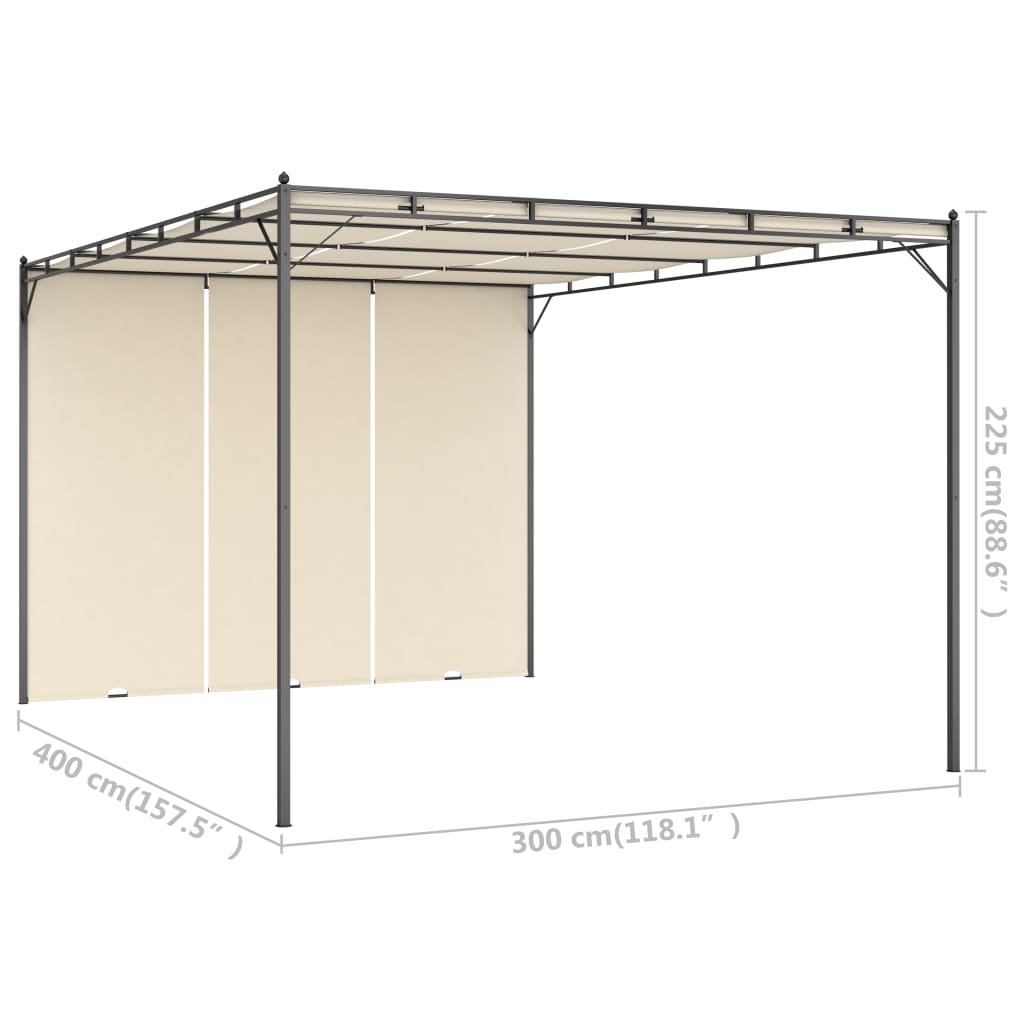 vidaXL Κιόσκι Κήπου Κρεμ 4 x 3 x 2,25 μ. με Πλαϊνή Κουρτίνα