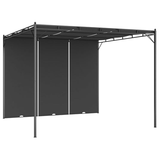 vidaXL Κιόσκι Κήπου Ανθρακί 3 x 3 x 2,25 μ. με Πλαϊνή Κουρτίνα