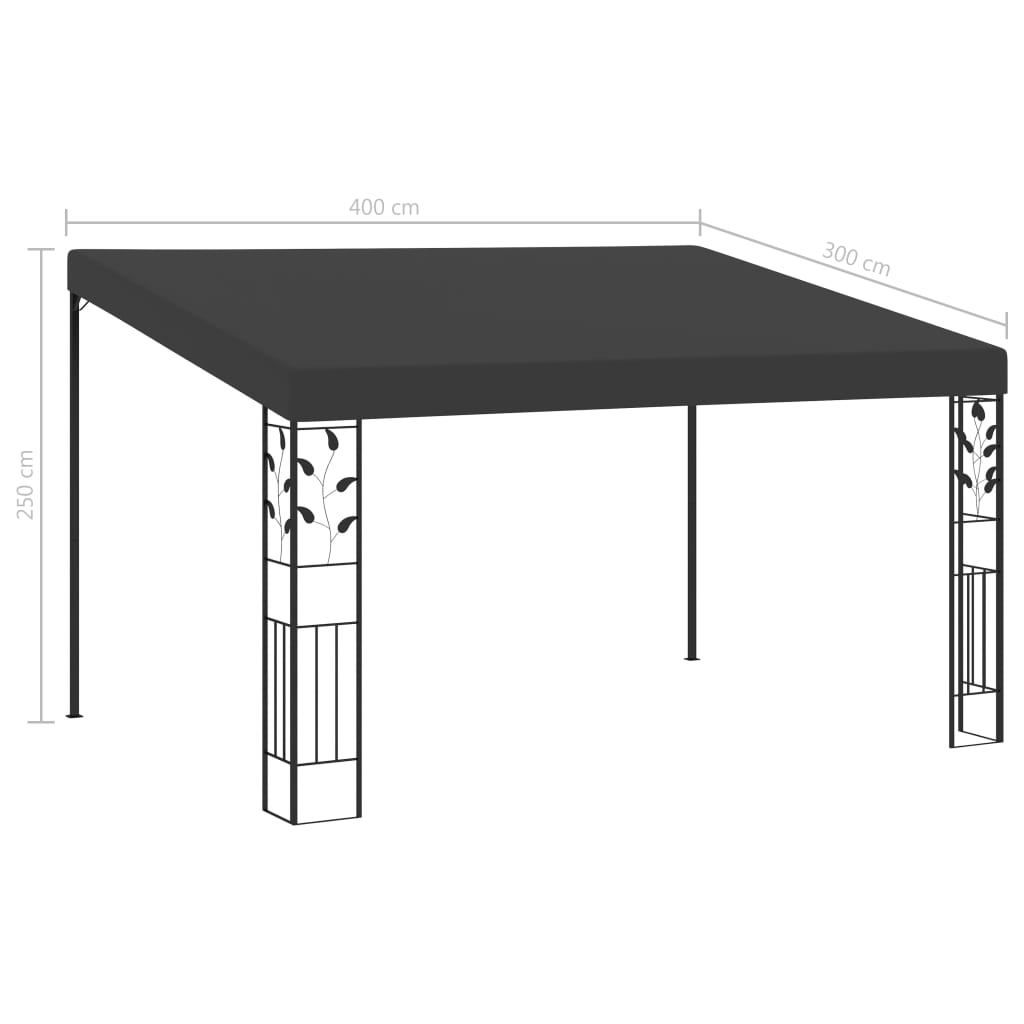 vidaXL Κιόσκι Επιτοίχιο Ανθρακί 4 x 3 x 2,5 μ.