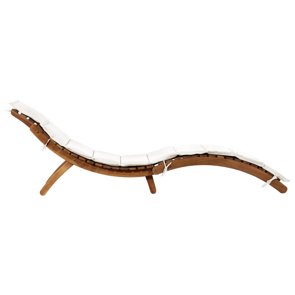 vidaXL Ξαπλώστρα Κρεμ από Μασίφ Ξύλο Ακακίας με Μαξιλάρι