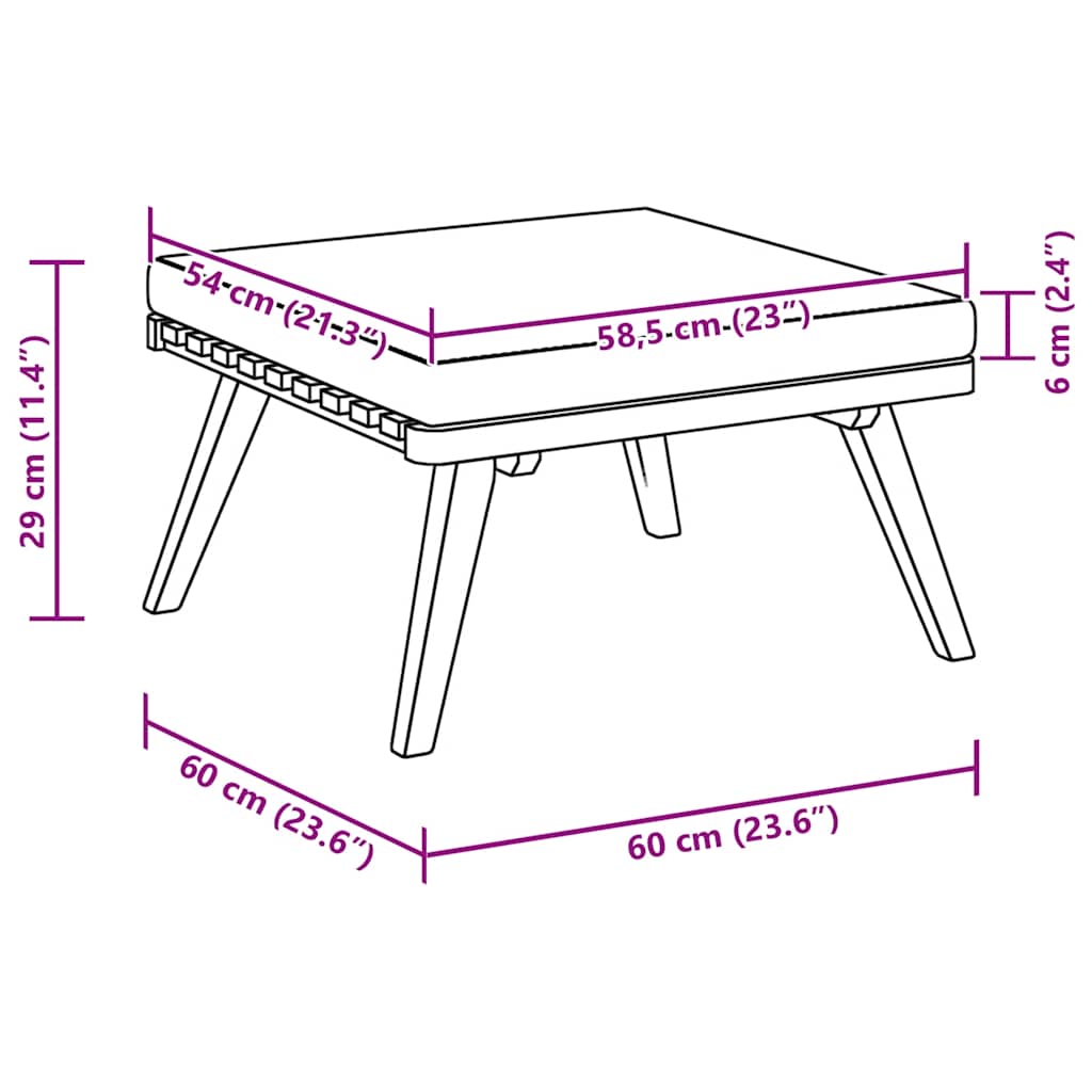 vidaXL Υποπόδιο Κήπου 60x60x29 εκ. από Μασίφ Ξύλο Ακακίας με Μαξιλάρι