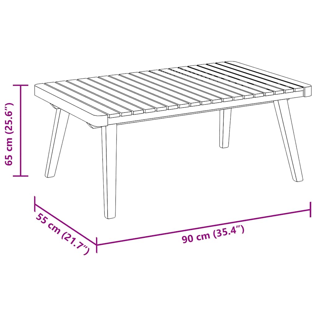 vidaXL Τραπεζάκι Σαλονιού Κήπου 90 x 55 x 35 εκ. Μασίφ Ξύλο Ακακίας