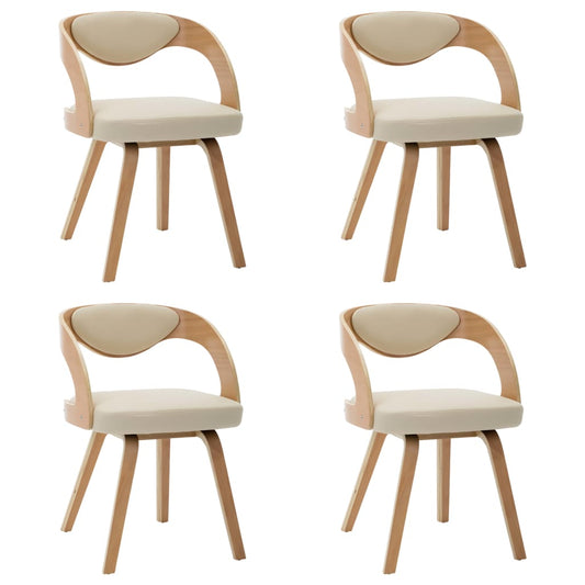 vidaXL Καρέκλες Τραπεζαρίας 4 τεμ. Κρεμ Λυγισμένο Ξύλο/Συνθετικό Δέρμα