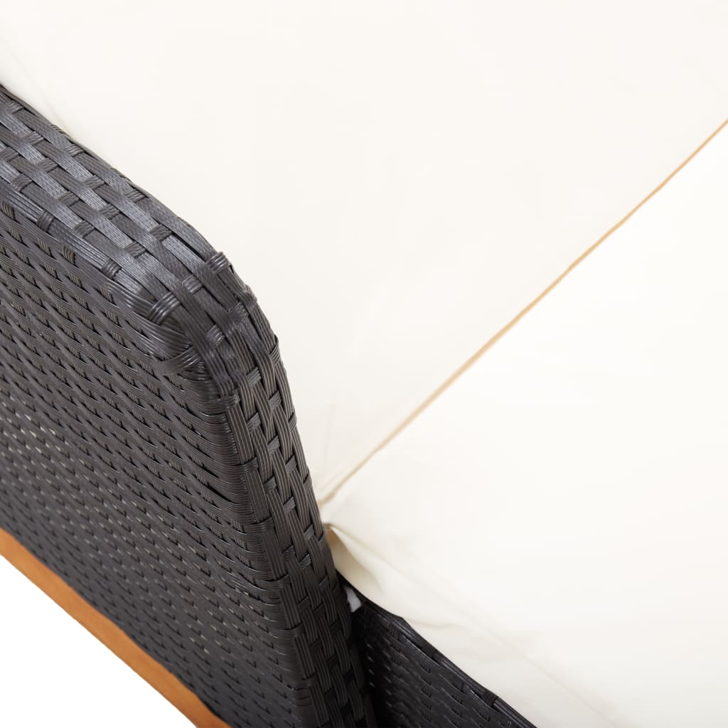 vidaXL Ξαπλώστρα Μαύρη από Συνθετικό Ρατάν και Μασίφ Ξύλο Ακακίας