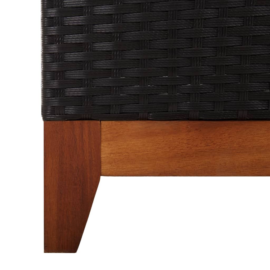 vidaXL Ξαπλώστρα Μαύρη από Συνθετικό Ρατάν και Μασίφ Ξύλο Ακακίας