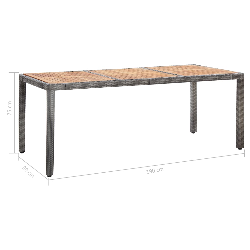 vidaXL Σετ Τραπεζαρίας Εξ. Χώρου 9 τεμ. Γκρι Συνθ. Ρατάν με Μαξιλάρια