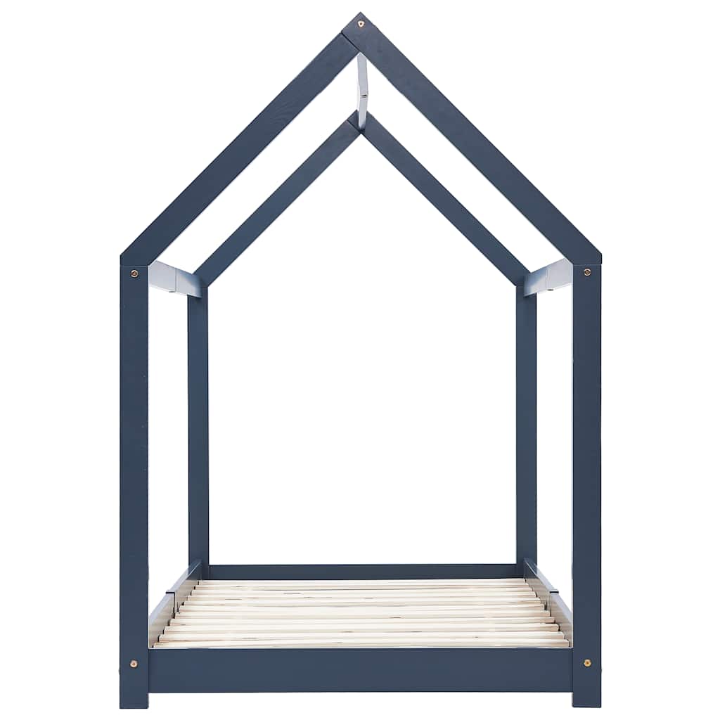 vidaXL Πλαίσιο Κρεβατιού Παιδικό Γκρι 90x200 εκ. από Μασίφ Ξύλο Πεύκου