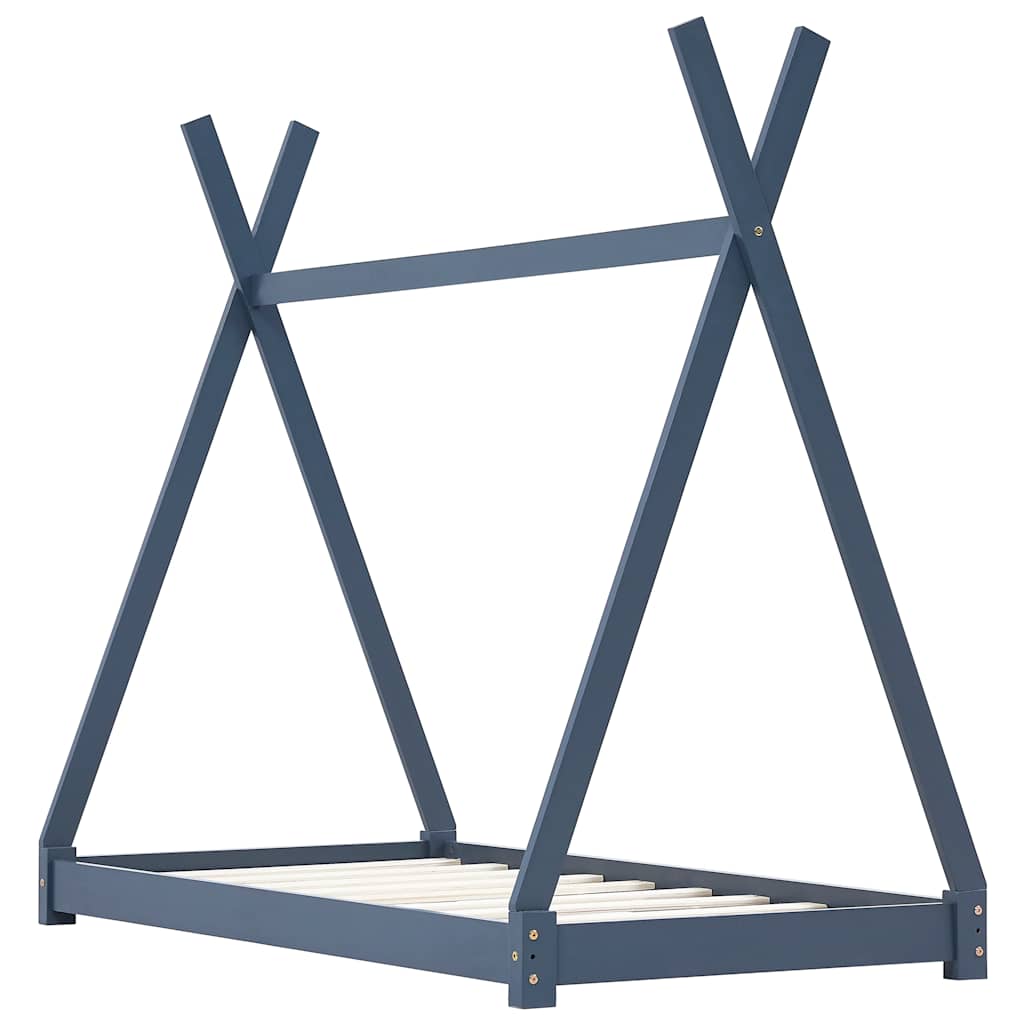 vidaXL Πλαίσιο Κρεβατιού Παιδικό Γκρι 70 x 140 εκ. Μασίφ Ξύλο Πεύκου