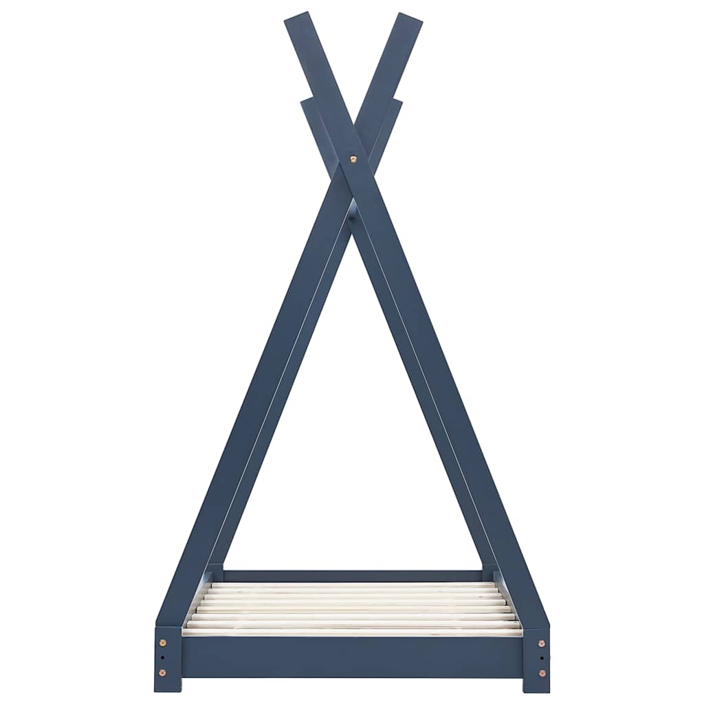 vidaXL Πλαίσιο Κρεβατιού Παιδικό Γκρι 80 x 160 εκ. Μασίφ Ξύλο Πεύκου