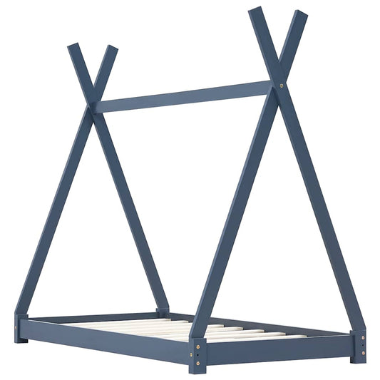 vidaXL Πλαίσιο Κρεβατιού Παιδικό Γκρι 90x200 εκ. από Μασίφ Ξύλο Πεύκου