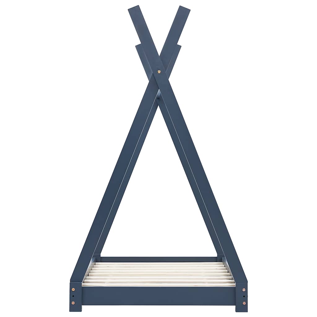 vidaXL Πλαίσιο Κρεβατιού Παιδικό Γκρι 90x200 εκ. από Μασίφ Ξύλο Πεύκου