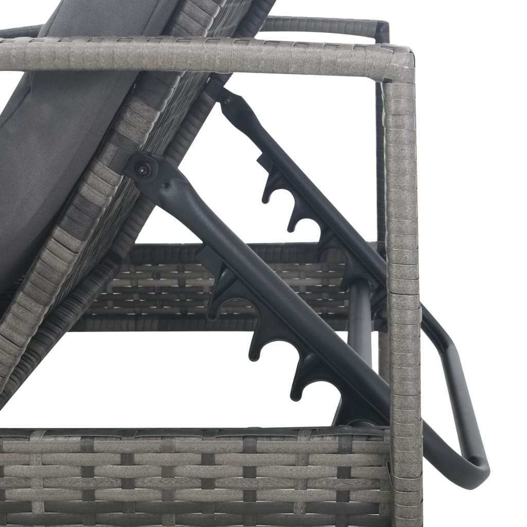 vidaXL Ξαπλώστρα με Μπράτσα Γκρι από Συνθετικό Ρατάν