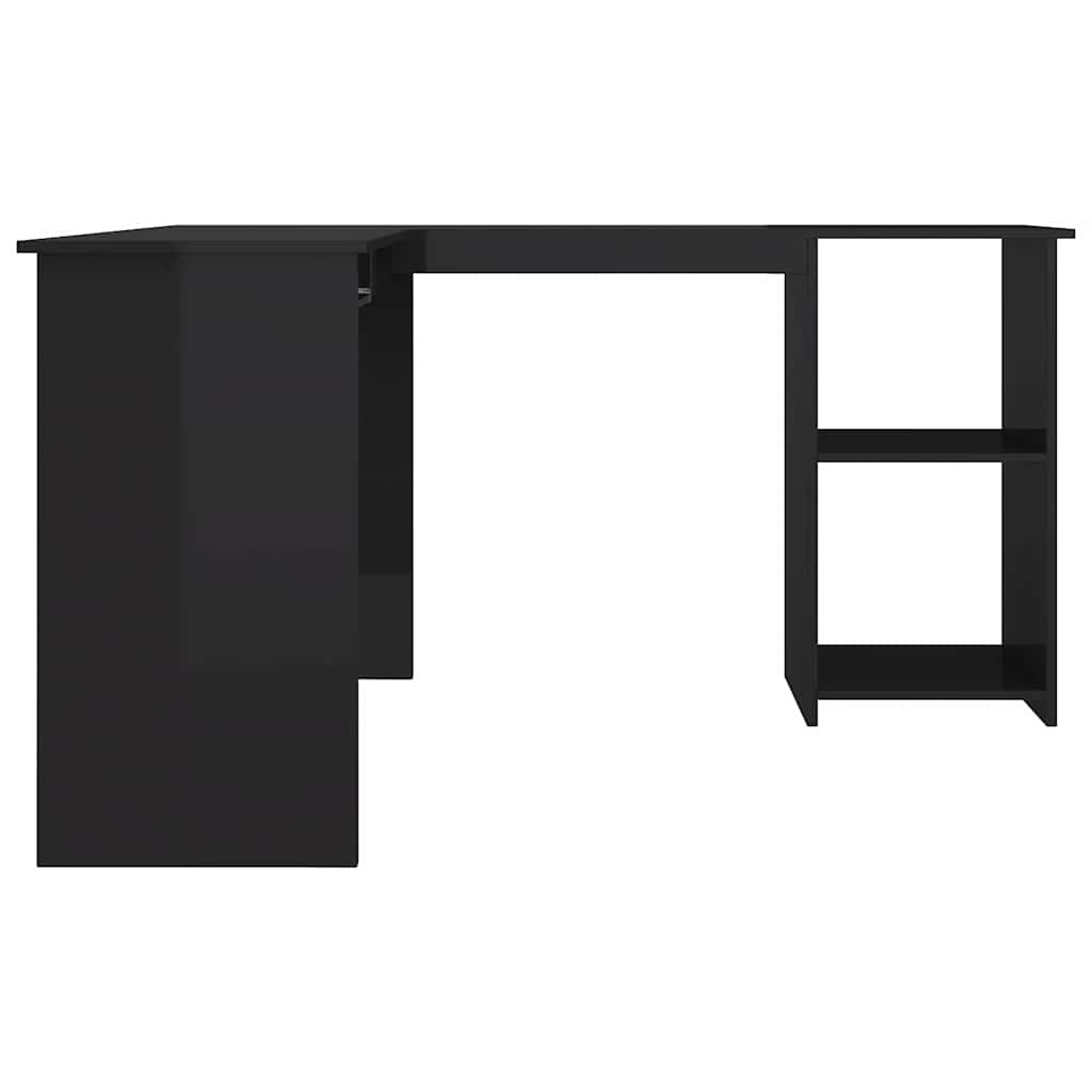 vidaXL Γραφείο Γωνιακό Γυαλιστερό Μαύρο 120 x 140 x 75 εκ. Μοριοσανίδα