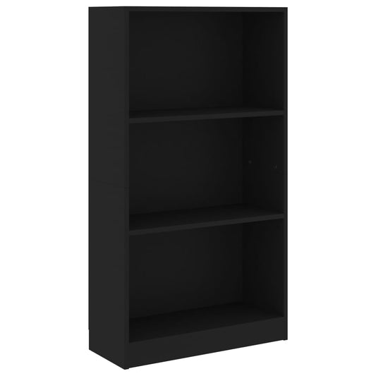 vidaXL Βιβλιοθήκη με 3 Ράφια Μαύρη 60x24x109 εκ. Επεξεργασμένο Ξύλο