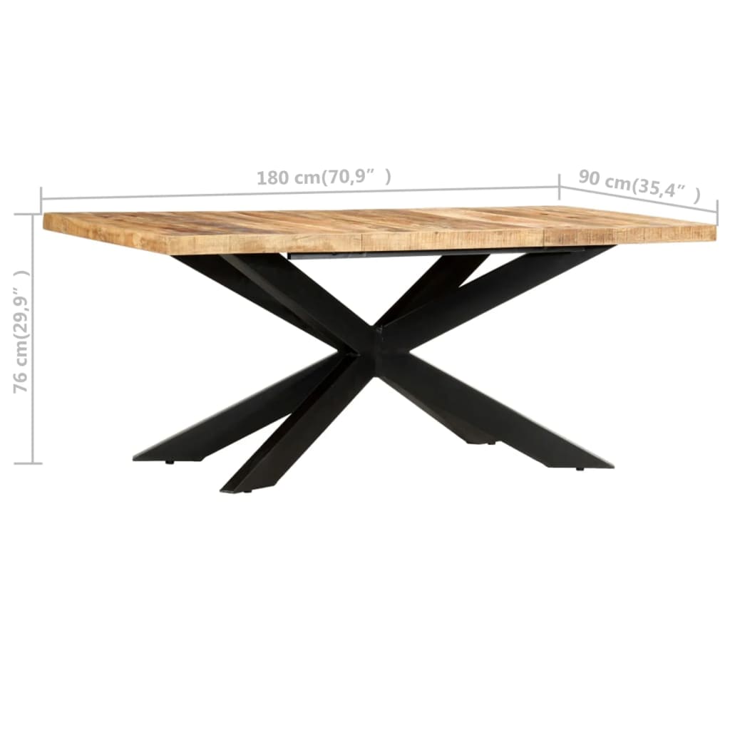 vidaXL Τραπεζαρία 180 x 90 x 76 εκ. από Μασίφ Ακατέργαστο Ξύλο Μάνγκο