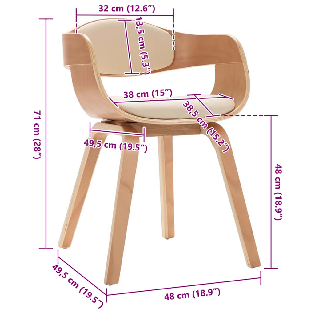 vidaXL Καρέκλες Τραπεζαρίας 2 τεμ. Λυγισμένο Ξύλο / Συνθετικό Δέρμα