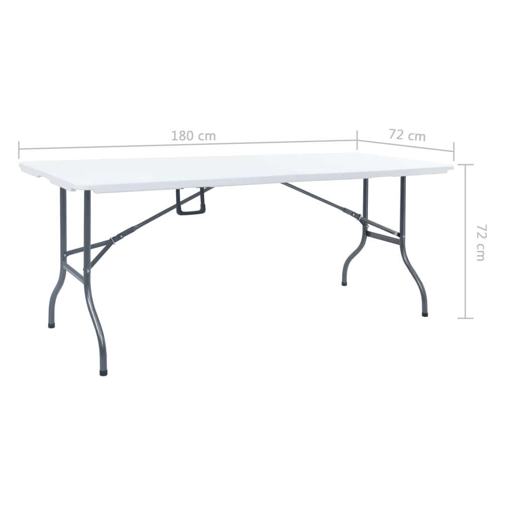 vidaXL Τραπέζι Κήπου Πτυσσόμενο Λευκό 180 x 72 x 72 εκ. από HDPE