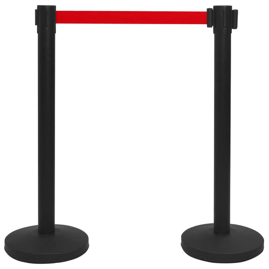 vidaXL Κολονάκι/Διαχωριστικό Δαπέδου με Ιμάντα Μαύρο Ατσάλινο