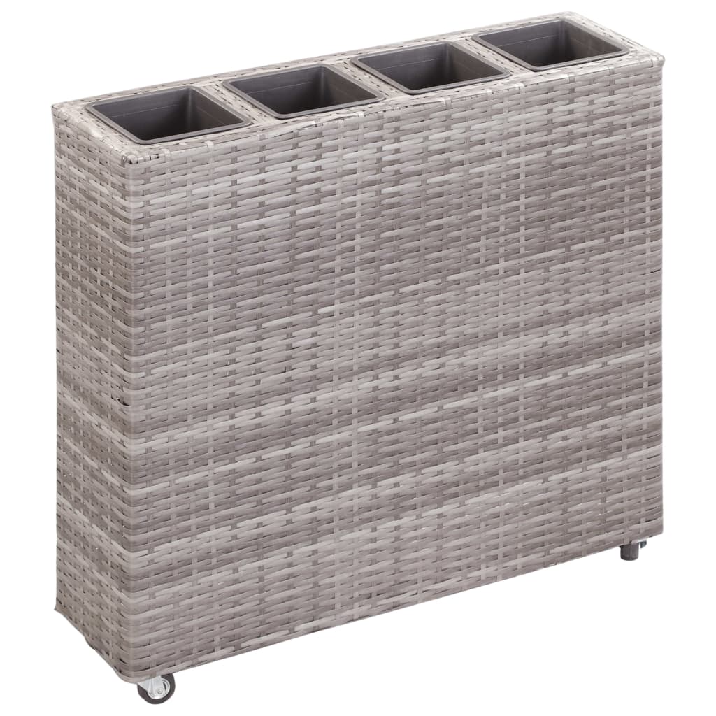vidaXL Ζαρντινιέρα Υπερυψωμένη 4 Δοχεία Γκρι 80x22x79 εκ. Συνθ. Ρατάν