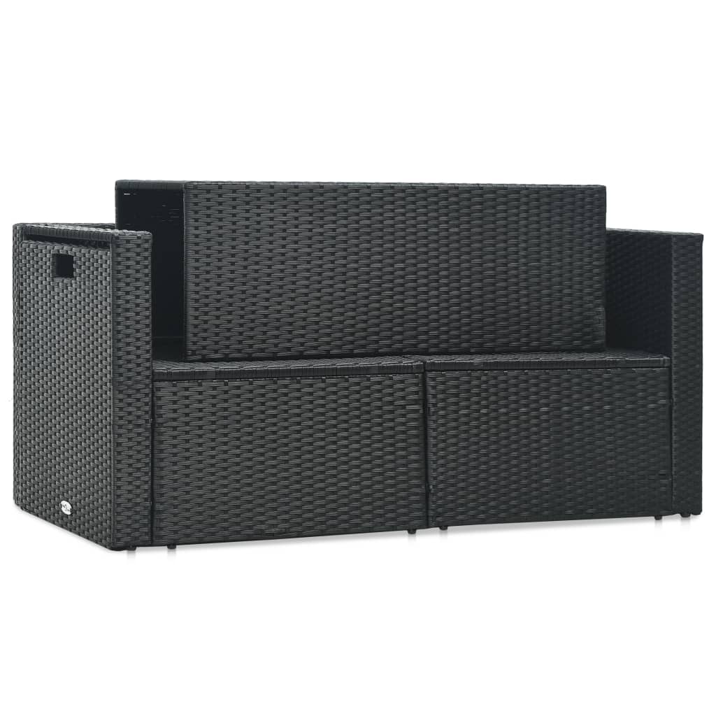 vidaXL Σαλόνι Κήπου 6 Τεμαχίων Μαύρο από Συνθετικό Ρατάν με Μαξιλάρια