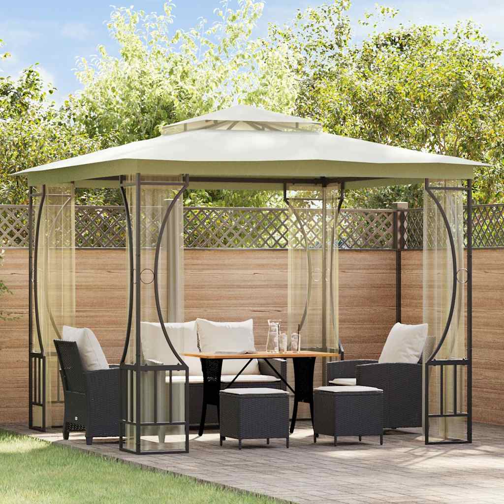 vidaXL Κιόσκι με Δίχτυα Κρεμ 300 x 300 x 265 εκ.