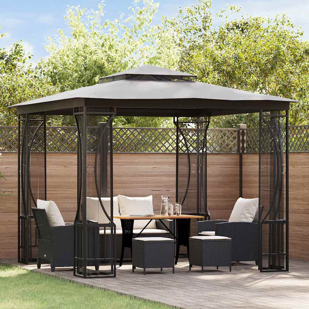 vidaXL Κιόσκι με Δίχτυα Ανθρακί 300 x 300 x 265 εκ.