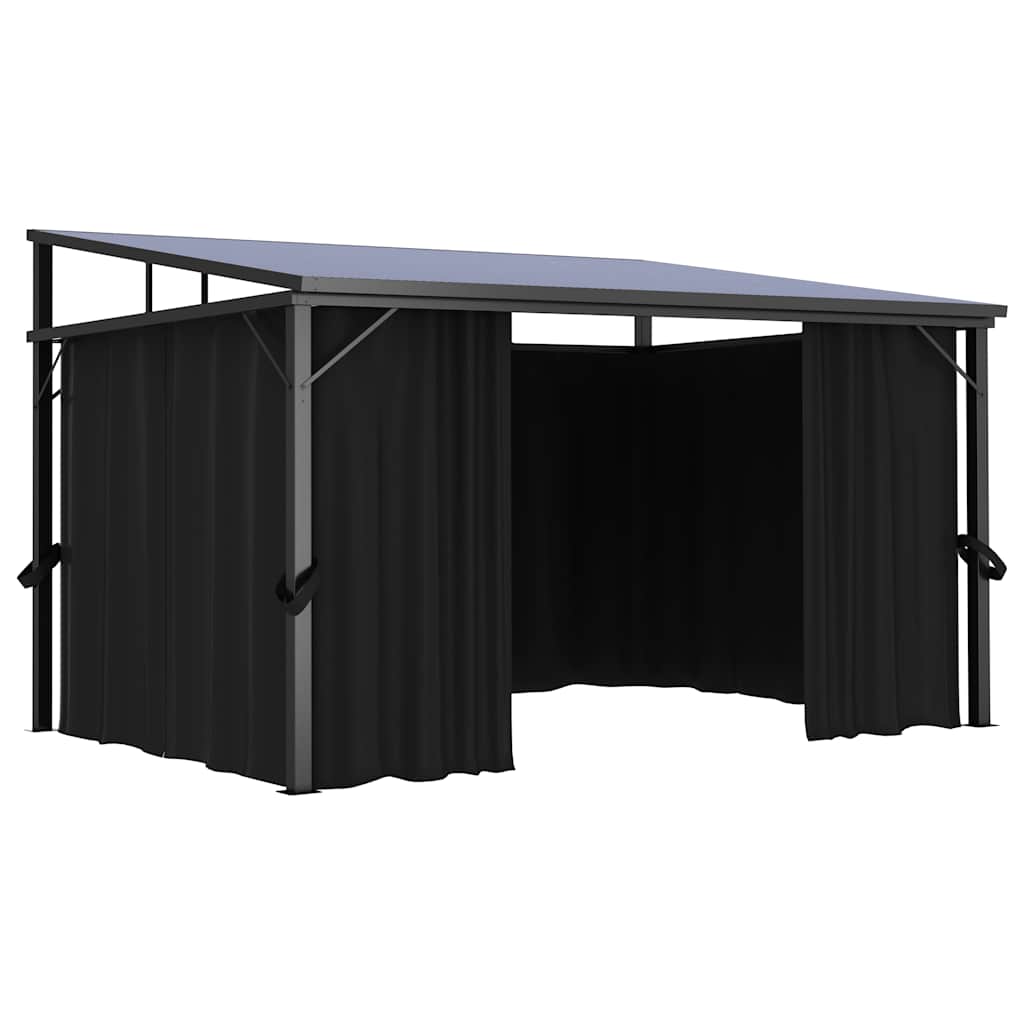 vidaXL Κιόσκι με Κουρτίνα Ανθρακί 405 x 294 x 244 εκ.