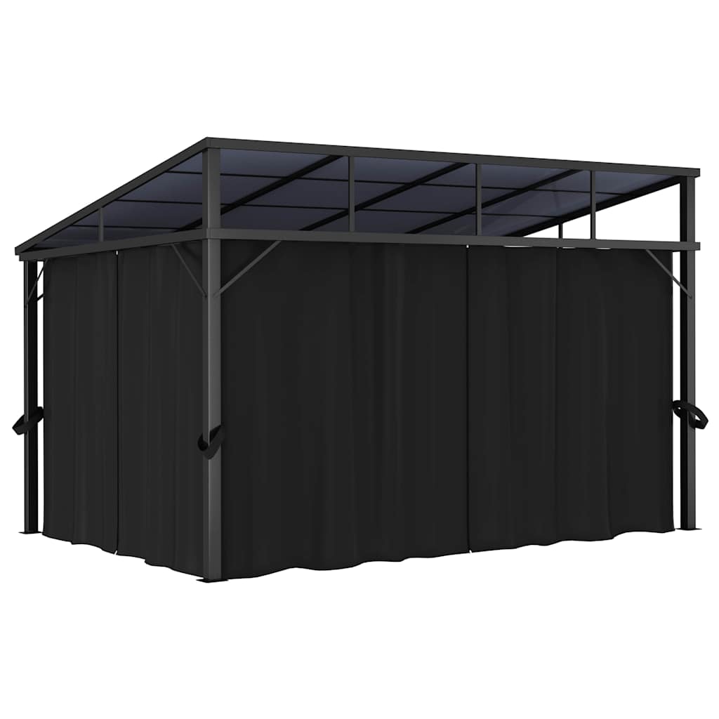 vidaXL Κιόσκι με Κουρτίνα Ανθρακί 405 x 294 x 244 εκ.