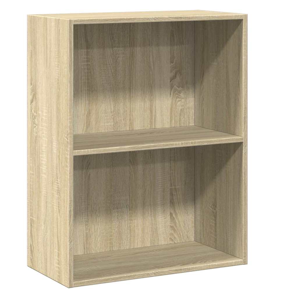 vidaXL Βιβλιοθήκη με 2 Ράφια Sonoma Δρυς 60x30x76,5 εκ. Μοριοσανίδα
