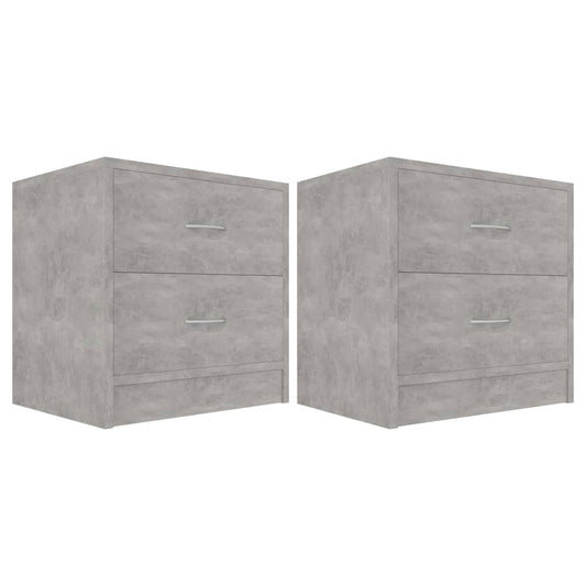 vidaXL Κομοδίνα 2 τεμ. Γκρι Σκυροδέματος 40x30x40 εκ. από Επεξ. Ξύλο