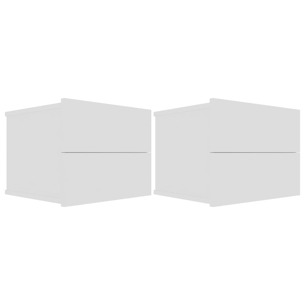 vidaXL Κομοδίνα 2 τεμ. Λευκά 40 x 30 x 30 εκ. από Επεξ. Ξύλο