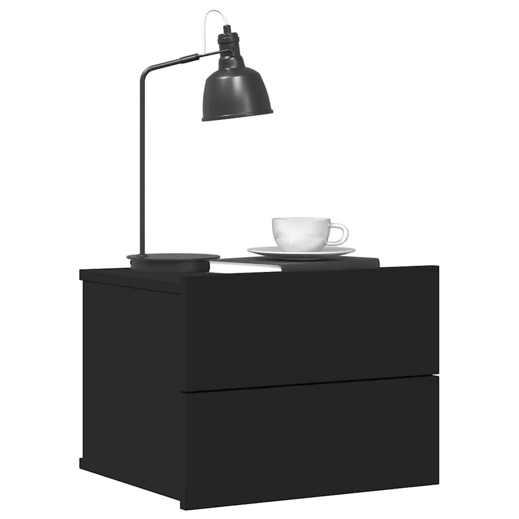 vidaXL Κομοδίνα 2 τεμ. Μαύρα 40 x 30 x 30 εκ. από Επεξ. Ξύλο