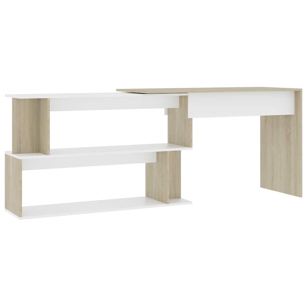 vidaXL Γραφείο Γωνιακό Λευκό/Sonoma Δρυς 200 x 50 x 76 εκ. Επεξ. Ξύλο