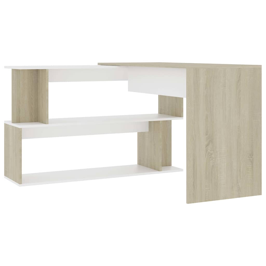 vidaXL Γραφείο Γωνιακό Λευκό/Sonoma Δρυς 200 x 50 x 76 εκ. Επεξ. Ξύλο