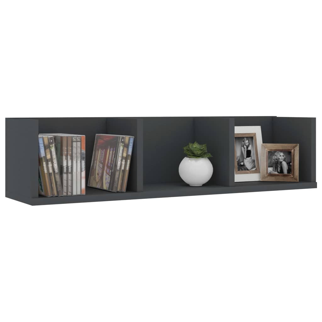 vidaXL Ράφι Τοίχου για CD Γκρι 75 x 18 x 18 εκ. από Επεξ. Ξύλο
