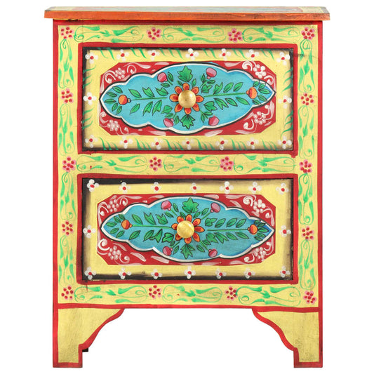 vidaXL Κομοδίνο με Χειροπ. Λεπτομέρειες 40x30x50 εκ. Μασίφ Ξύλο Μάνγκο