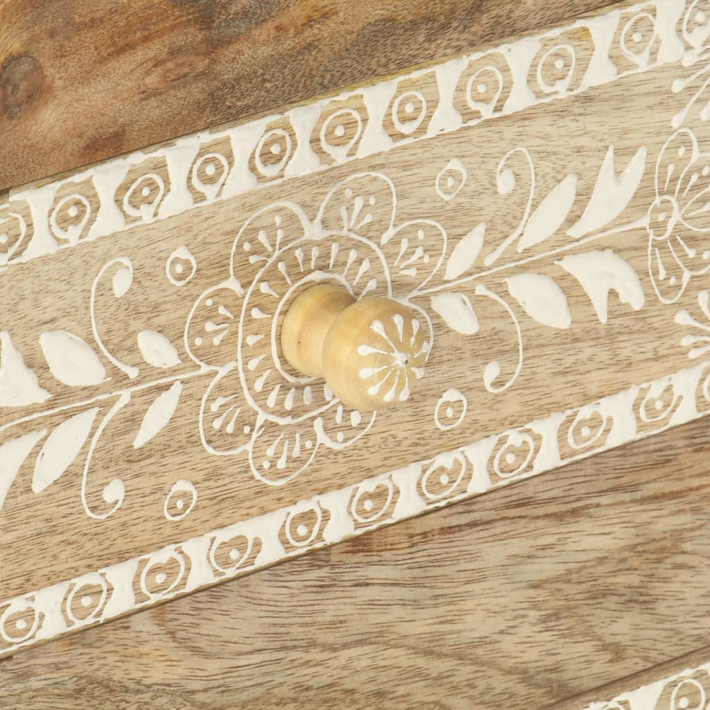 vidaXL Κομοδίνο με Χειροπ. Λεπτομέρειες 40x30x60 εκ. Μασίφ Ξύλο Μάνγκο