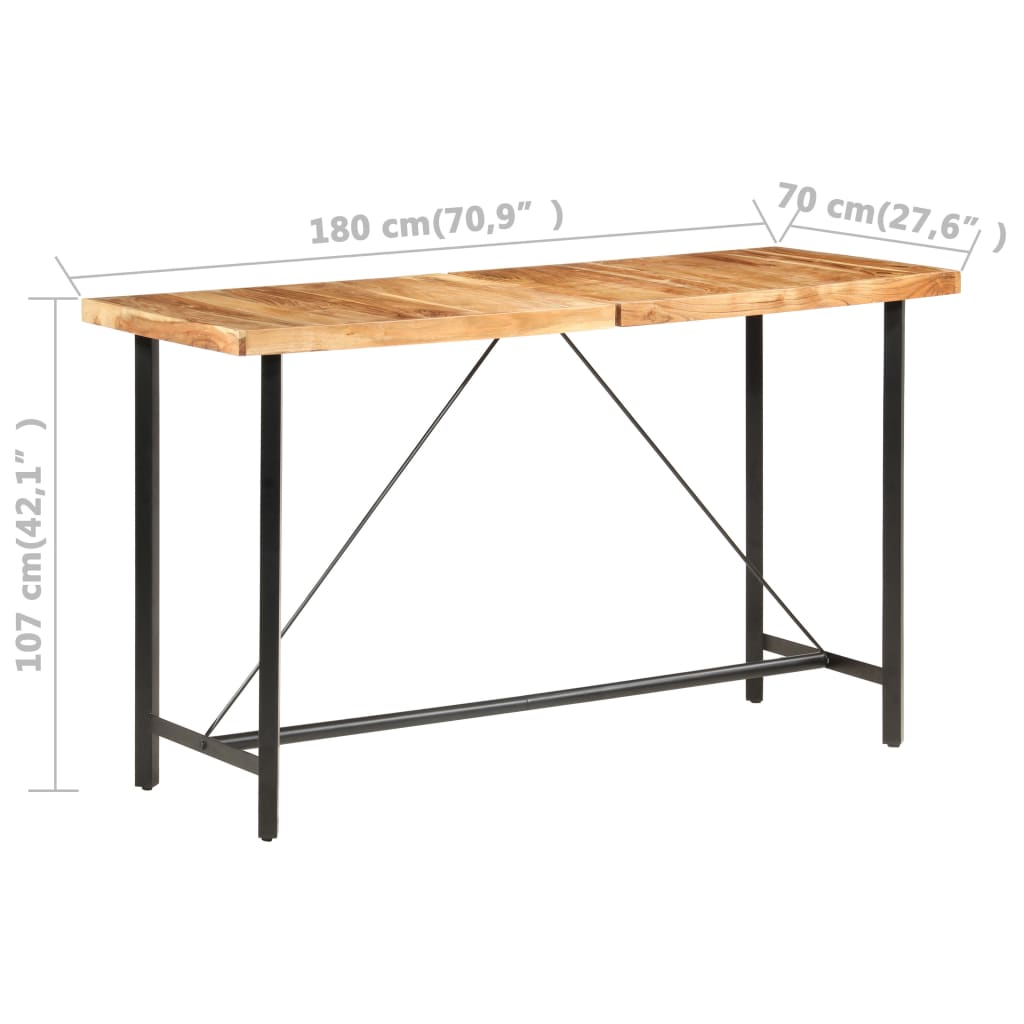 vidaXL Τραπέζι Μπαρ 180 x 70 x 107 εκ. από Μασίφ Ξύλο Ακακίας