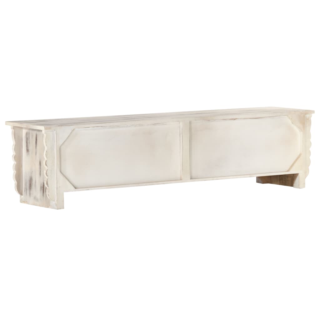 vidaXL Έπιπλο Τηλεόρασης Λευκό 140 x 30 x 35 εκ. από Μασίφ Ξύλο Μάνγκο