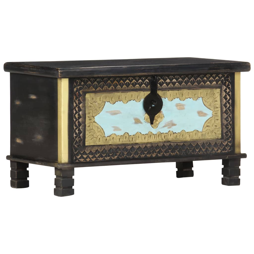 vidaXL Μπαούλο Αποθήκευσης Μαύρο 80x40x45 εκ. από Μασίφ Ξύλο Μάνγκο