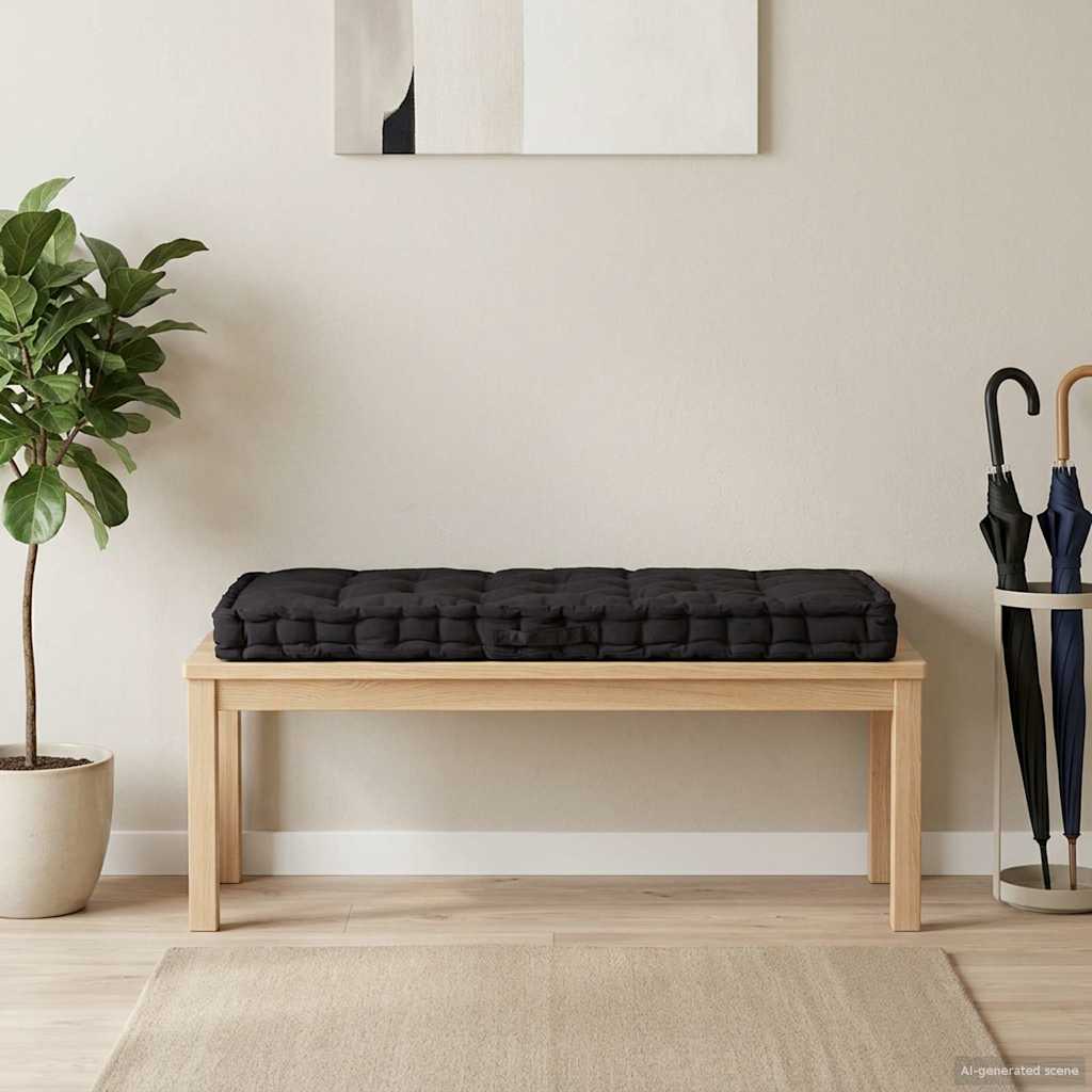vidaXL Μαξιλάρα Δαπέδου / Παλέτας Μαύρη 120 x 80 x 10 εκ. Βαμβακερή