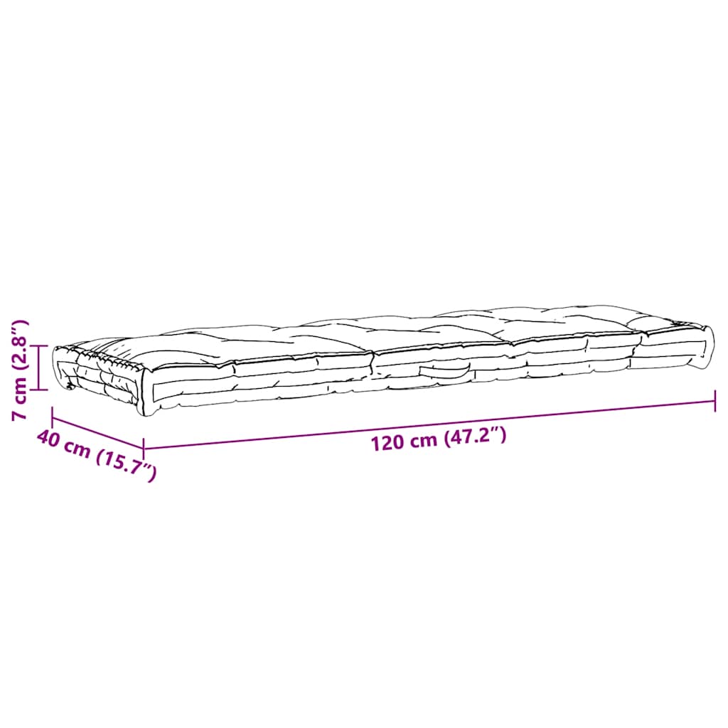 vidaXL Μαξιλάρα Δαπέδου / Παλέτας Μπεζ 120 x 40 x 7 εκ. Βαμβακερή
