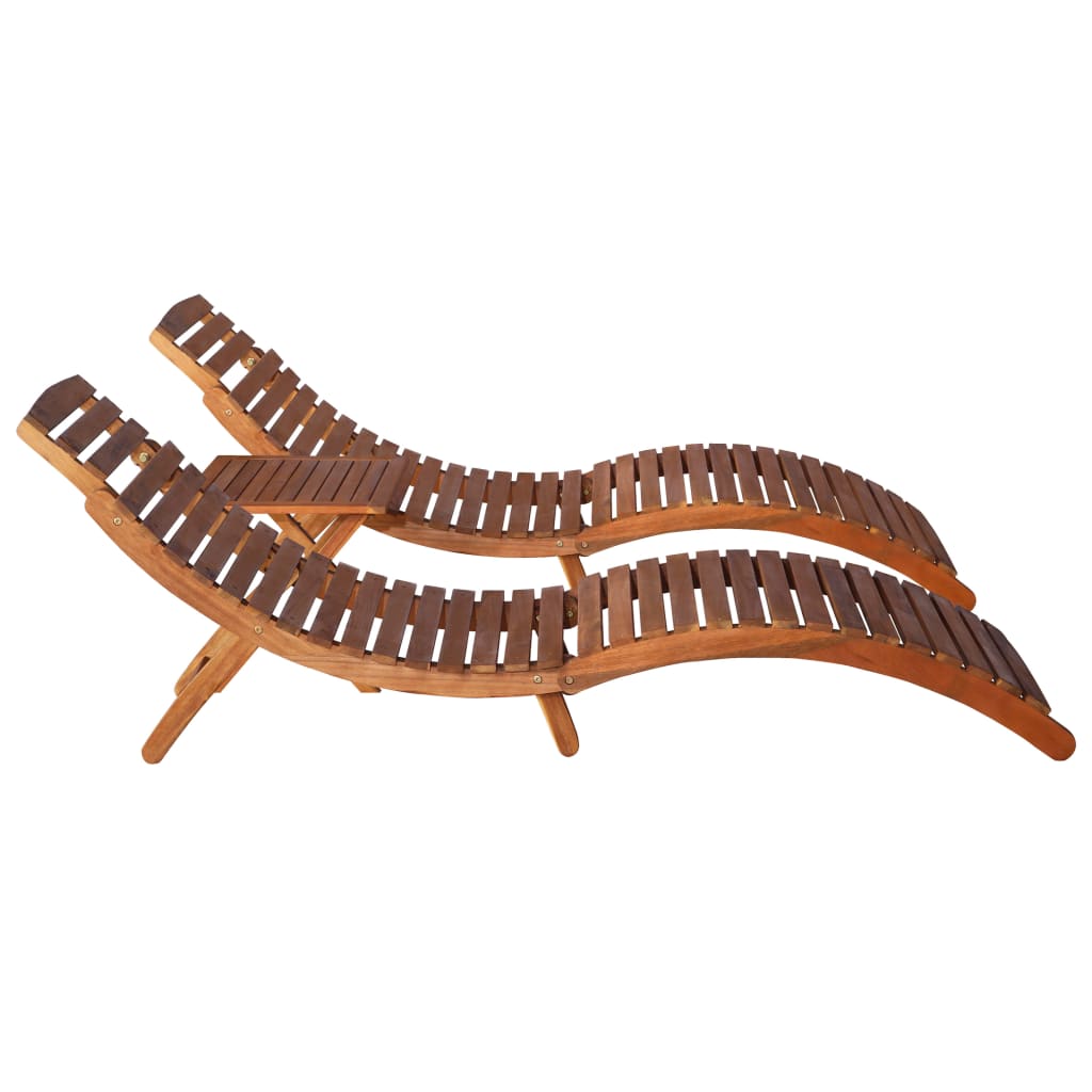 vidaXL Σετ Ξαπλώστρες 3 Τεμαχίων από Μασίφ Ξύλο Ακακίας με Τραπέζι