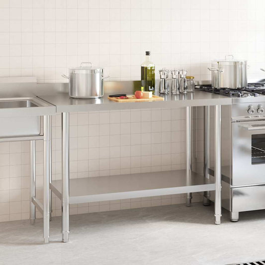 vidaXL Πάγκος Εργασίας Κουζίνας με Πλάτη 120x60x93 εκ. Ανοξείδ. Ατσάλι