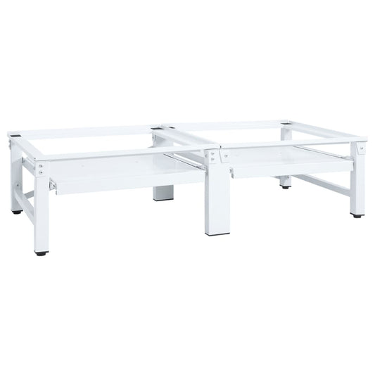 vidaXL Βάση Πλυντηρίου και Στεγνωτηρίου Διπλή με Συρόμενα Ράφια Λευκή