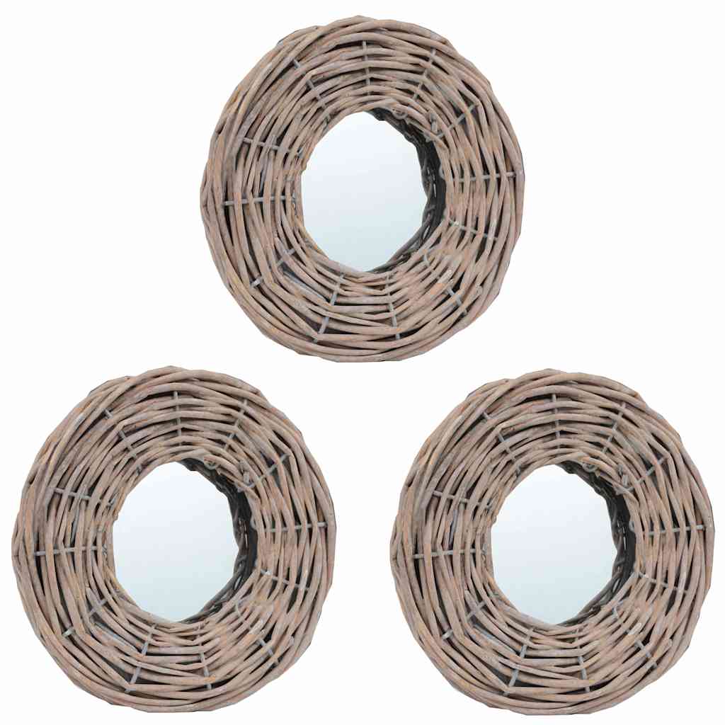 vidaXL Καθρέφτες 3 τεμ. 15 εκ. από Wicker