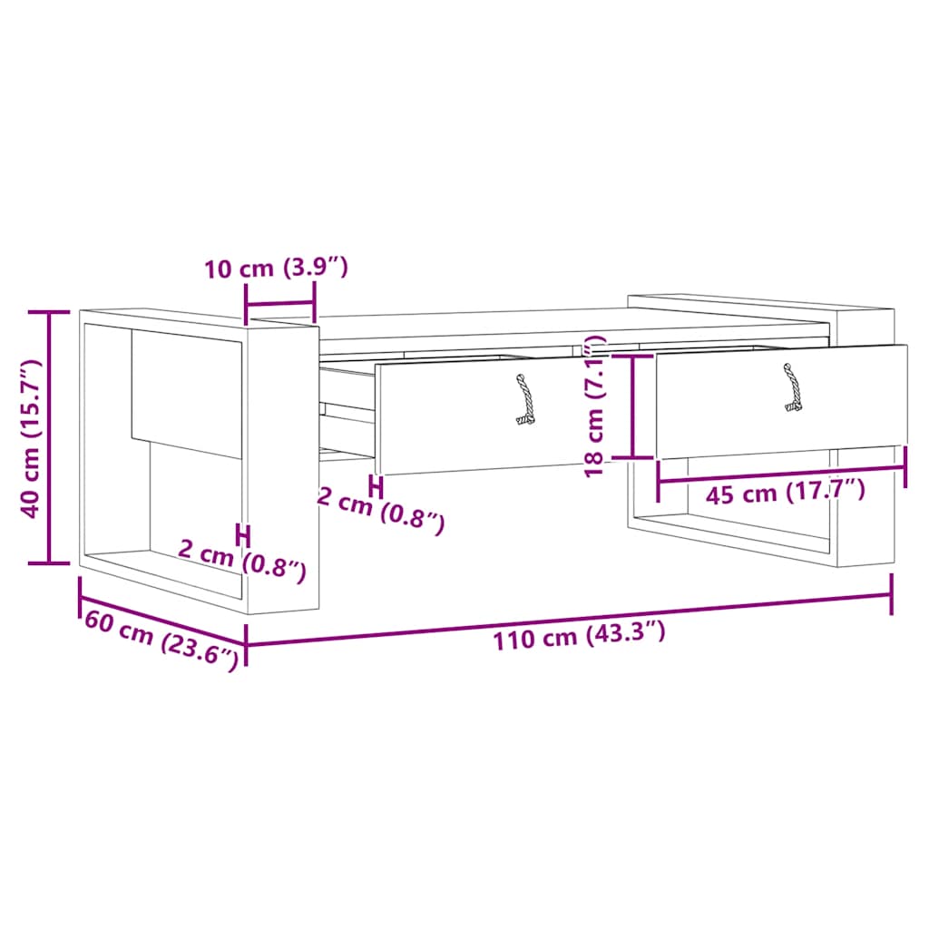 vidaXLΤραπεζάκι Σαλονιού 110 x 60 x 40 εκ. από Μασίφ Ξύλο Teak