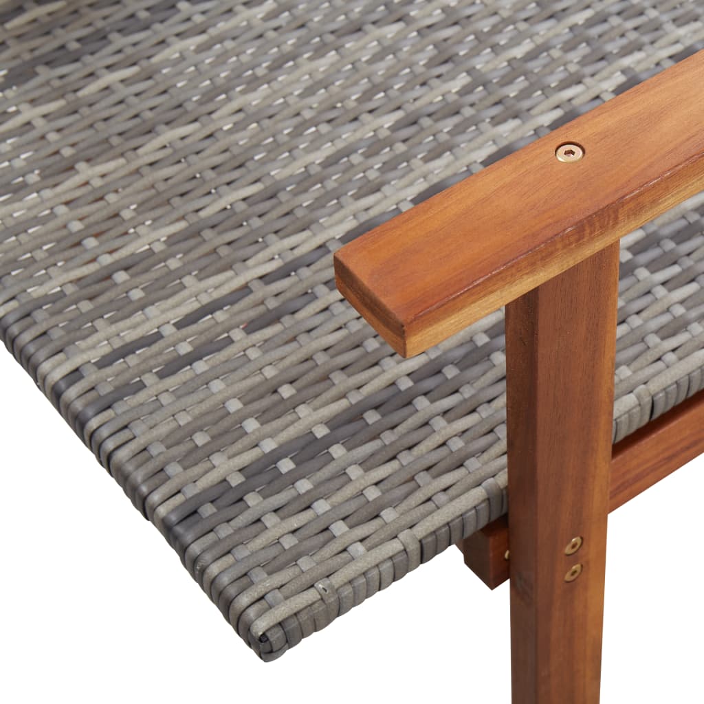 vidaXL Ξαπλώστρα Γκρι από Συνθετικό Ρατάν και Μασίφ Ξύλο Ακακίας